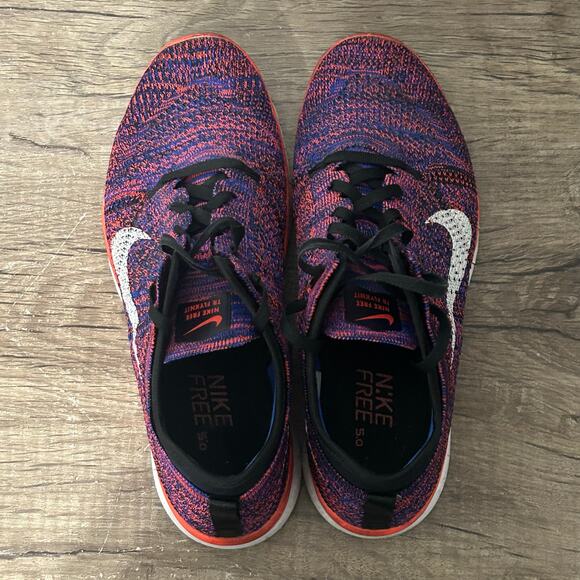 Nike Free TR Flyknit (718785-002) Women’s Running Shoes Size 7.5 Blue/Orange - Picture 7 of 8